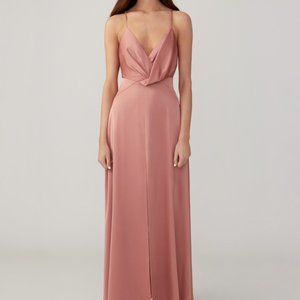 Draped Bodice Split Bridesmaid Dress